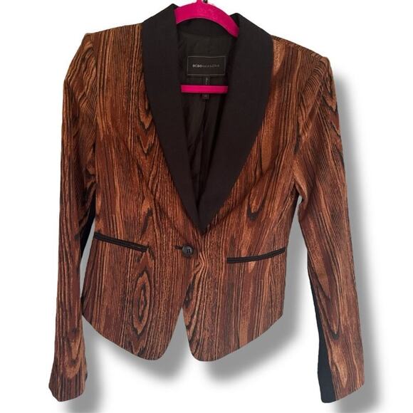 BCBGMaxAzria Jackets & Blazers - Women's BCBGMAXAZRIA Brown Wood Grain & Black Blazer Jacket XS